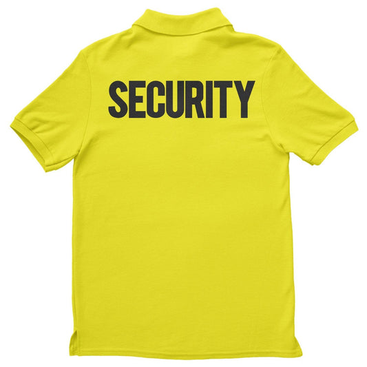 Men's Security Polo Shirt Safety Green Neon Front Back Print Mens Tee Staff Event Uniform