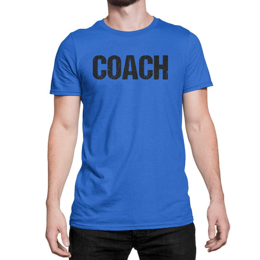 Coach T-Shirt Adult Mens Tee Shirt Front Screen Printed Coaching Tshirt Royal blue & black