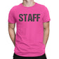 Neon Pink Staff T-Shirt Front & Back Print Unisex Event Shirt Tee