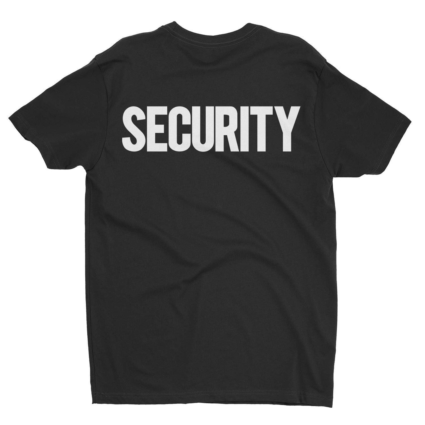 Premium Black Men's Security T-Shirt White Chest Back Print Ringspun Option