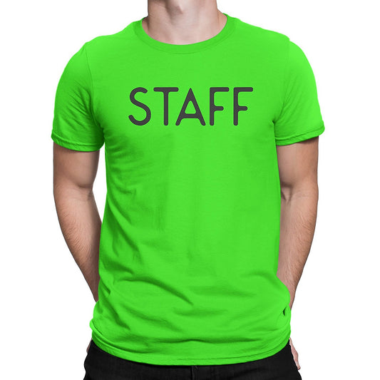 Staff T-Shirt Green Tee Screen Printed Front & Back Staff Event Shirt