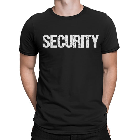 Security Tee Black & White Screen Printed Both Sides Soft Cotton