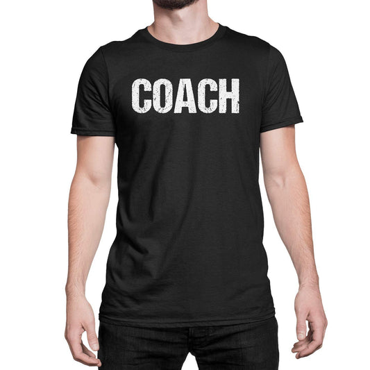 Coach T-Shirt Adult Mens Tee Shirt Front Screen Printed Coaching Tshirt Black & White