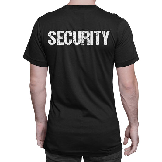 Security Tee Black & White Screen Printed Both Sides Soft Cotton