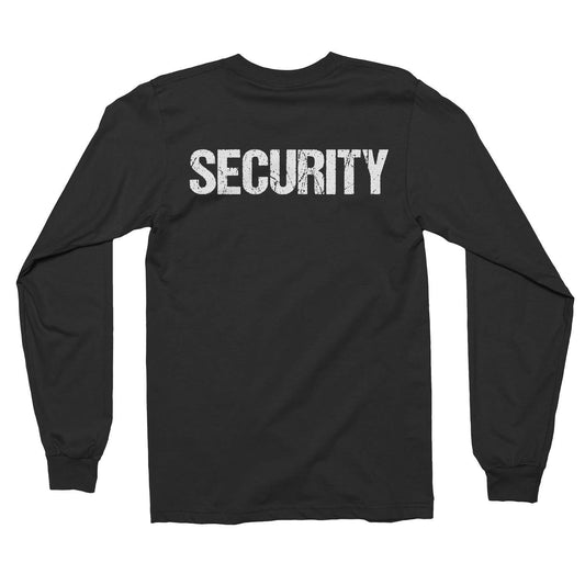 Distressed Security Long Sleeve T-Shirt Black & White Mens Tee Staff Event