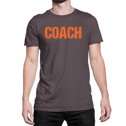 Coach T-Shirt Adult Mens Tee Shirt Front Screen Printed Coaching Tshirt Brown & Orange