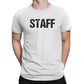 Staff T-Shirt White Mens Tee Staff Event Shirt Front & Back Screen Printed