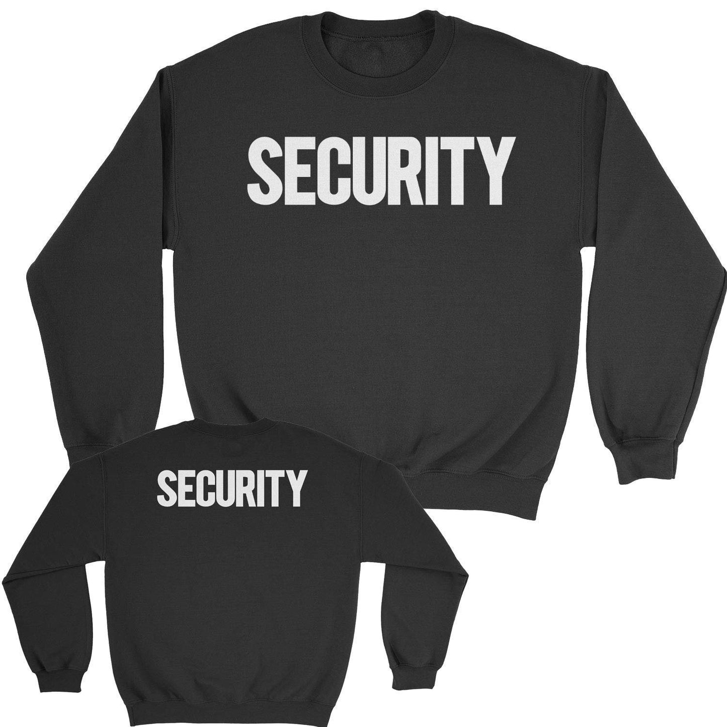 Mens Security Sweatshirt Front Back Print Staff Event Uniform Bouncer Screen Printed