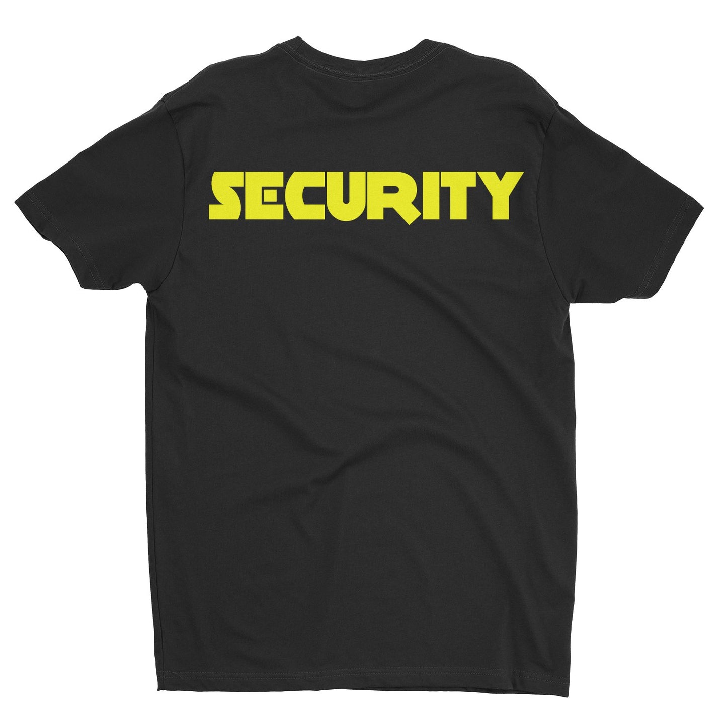 Security T-Shirt Front & Back Men's Event Staff Tee Black Neon Yellow
