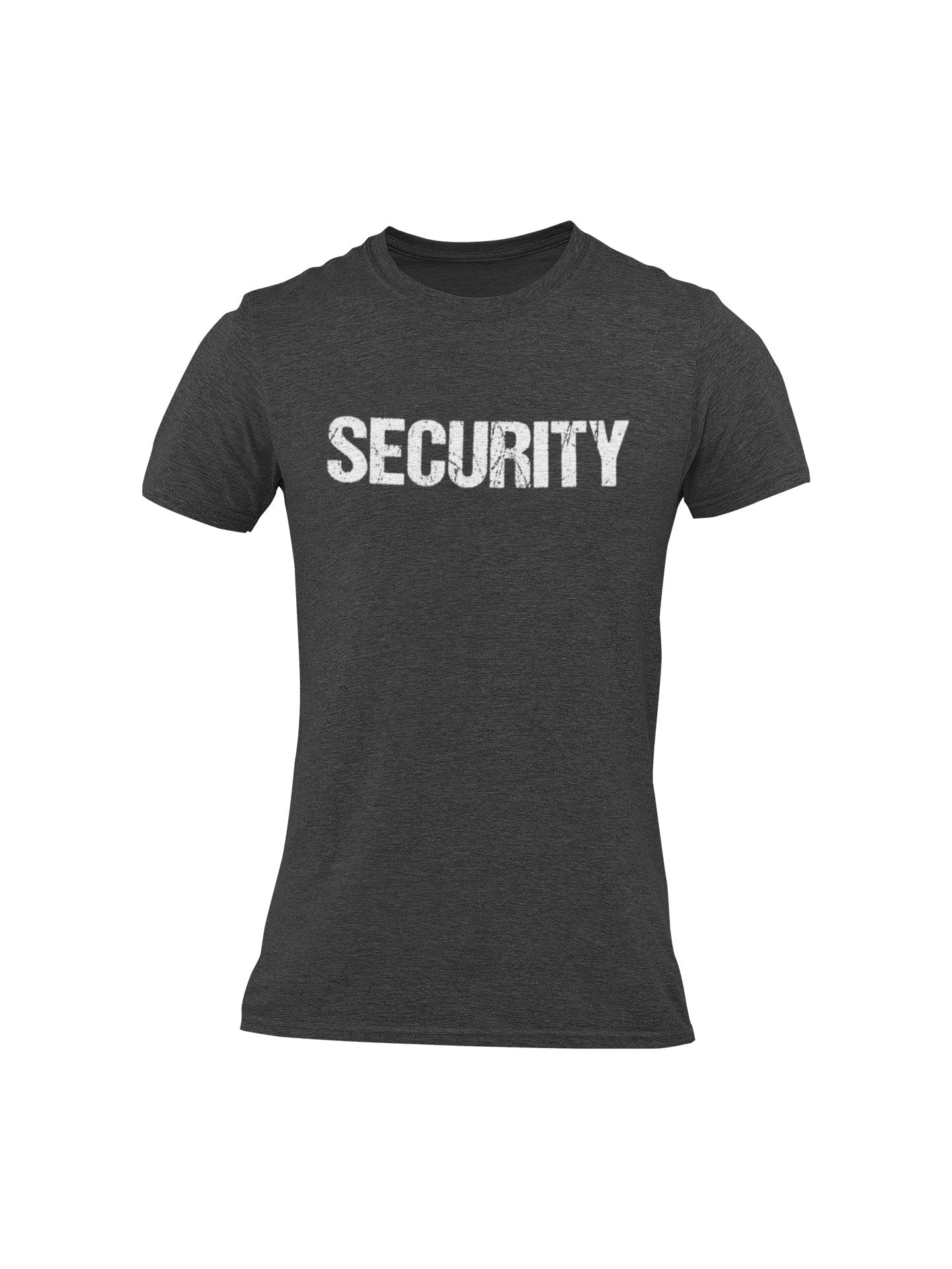 Security Men's Tee (Distressed Design, Heather Charcoal & White)