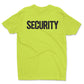 Men's Neon Security T-Shirt Chest Back Print Ringspun Safety Green