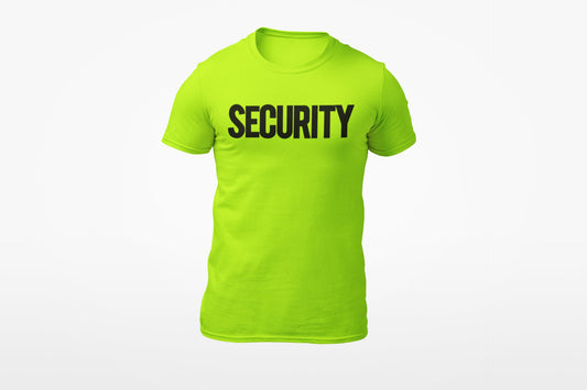 Neon & Black Security Tee Front & Back Screen Printed Men's T-Shirt