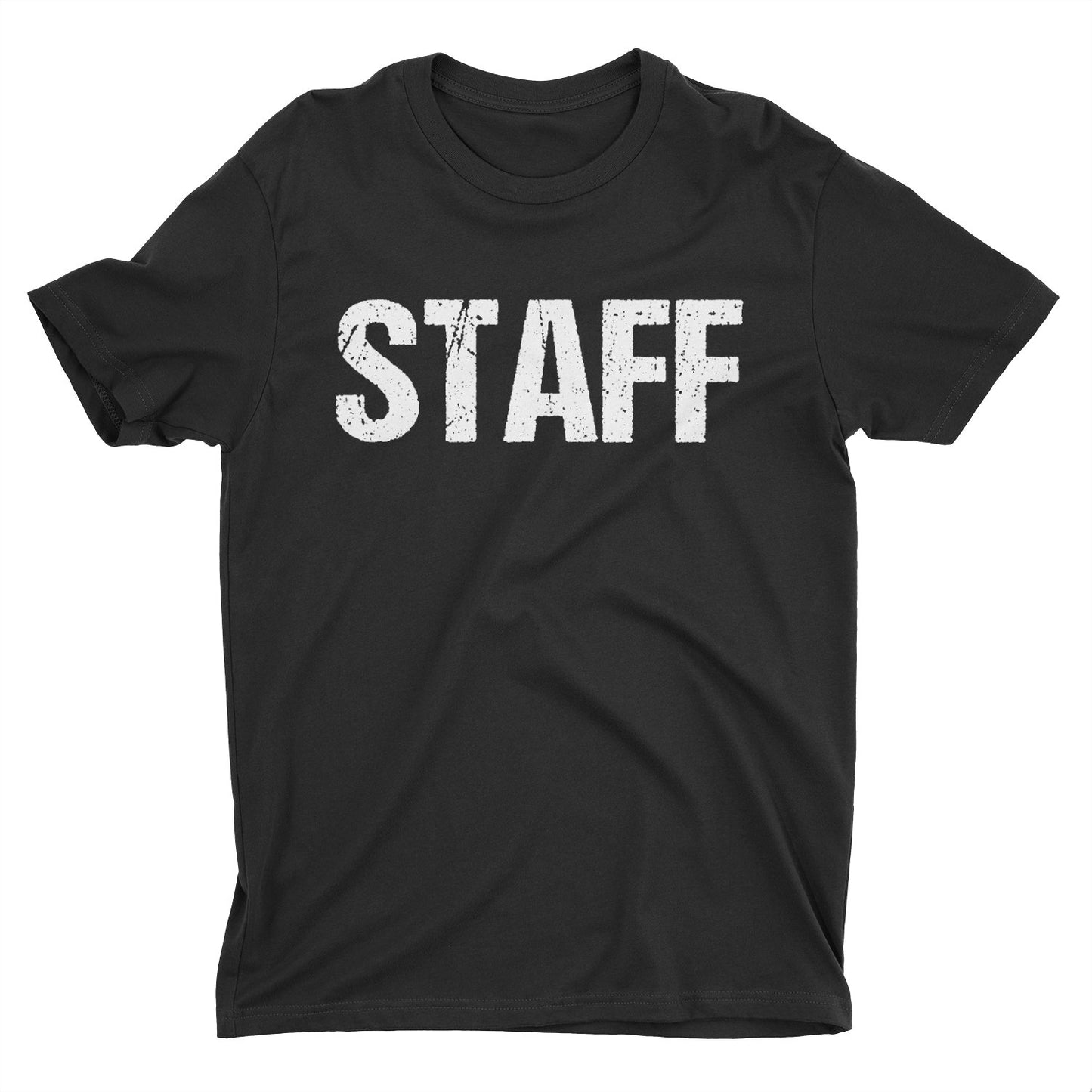 Men's Staff tee Design Screen Printed Front & Back (Distressed, Black & White)