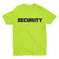 Men's Security T-Shirt Front & Back Screen Printed (Safety Green & Black)