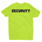 Men's Security T-Shirt Front & Back Screen Printed (Safety Green & Black)