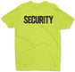 Men's Neon Security T-Shirt Chest Back Print Ringspun Safety Green