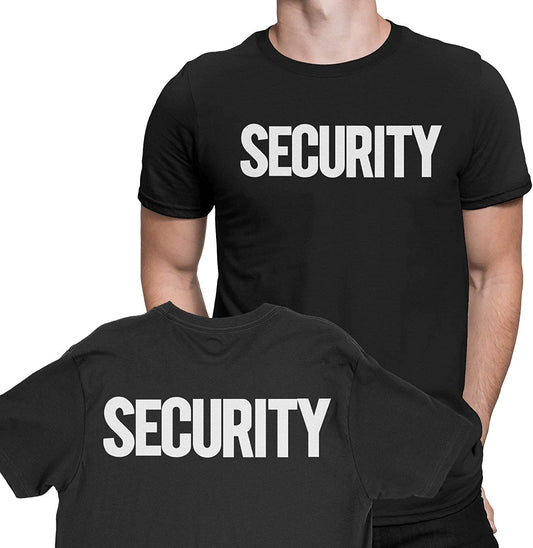 Black & White Security Tee Front & Back Screen Printed Men's T-Shirt