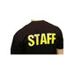 Staff T-Shirt Screen Printed Front & Back Men's Unisex Style (Black/Neon, Distressed)