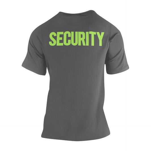 Charcoal & Neon Security Tee Front & Back Screen Printed Men's T-Shirt