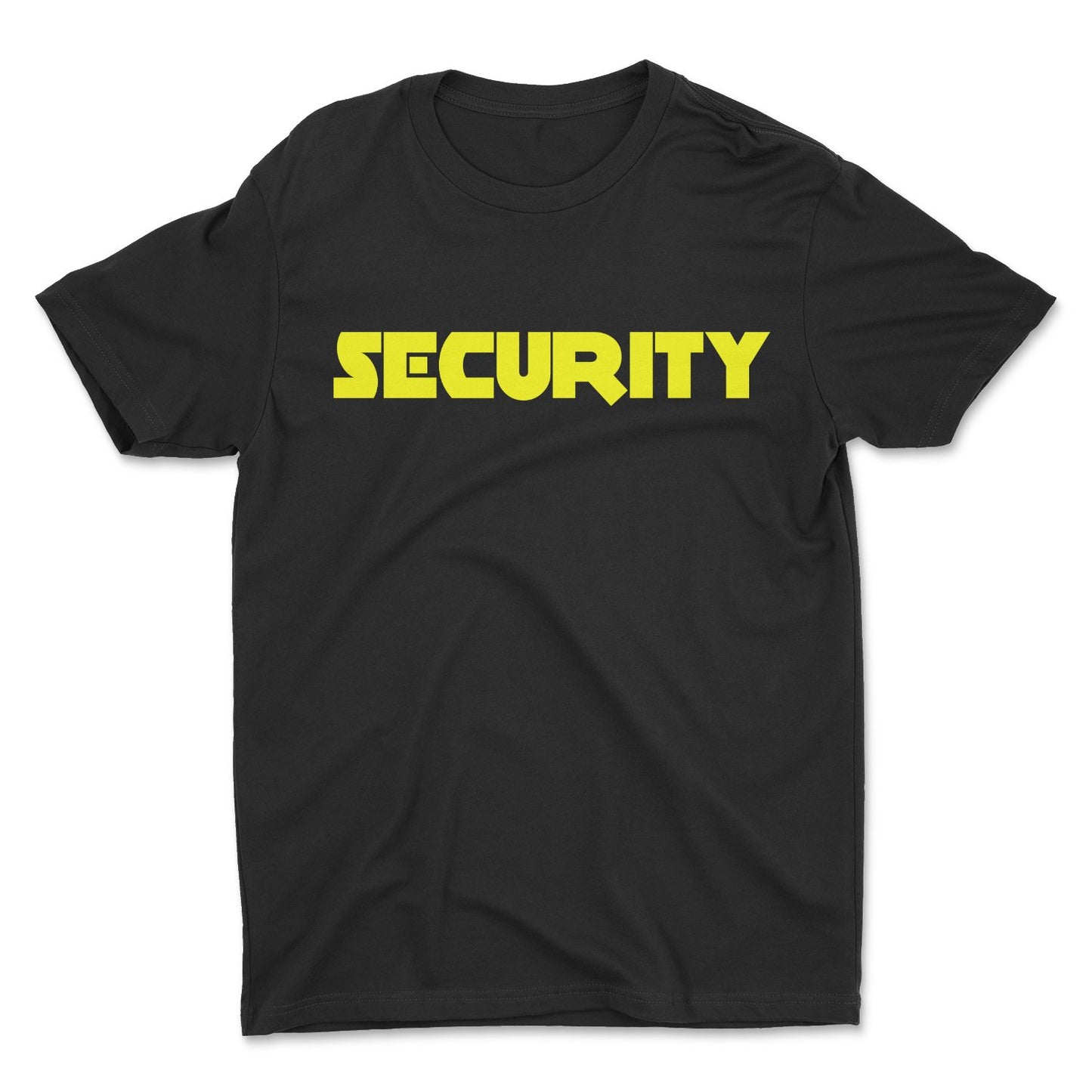 Security T-Shirt Front & Back Men's Event Staff Tee Black Neon Yellow